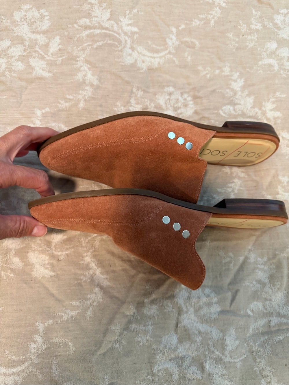 Sole Society Suede Pointed-Toe Mules, Coral, Size 9.5 - Picture 4 of 12